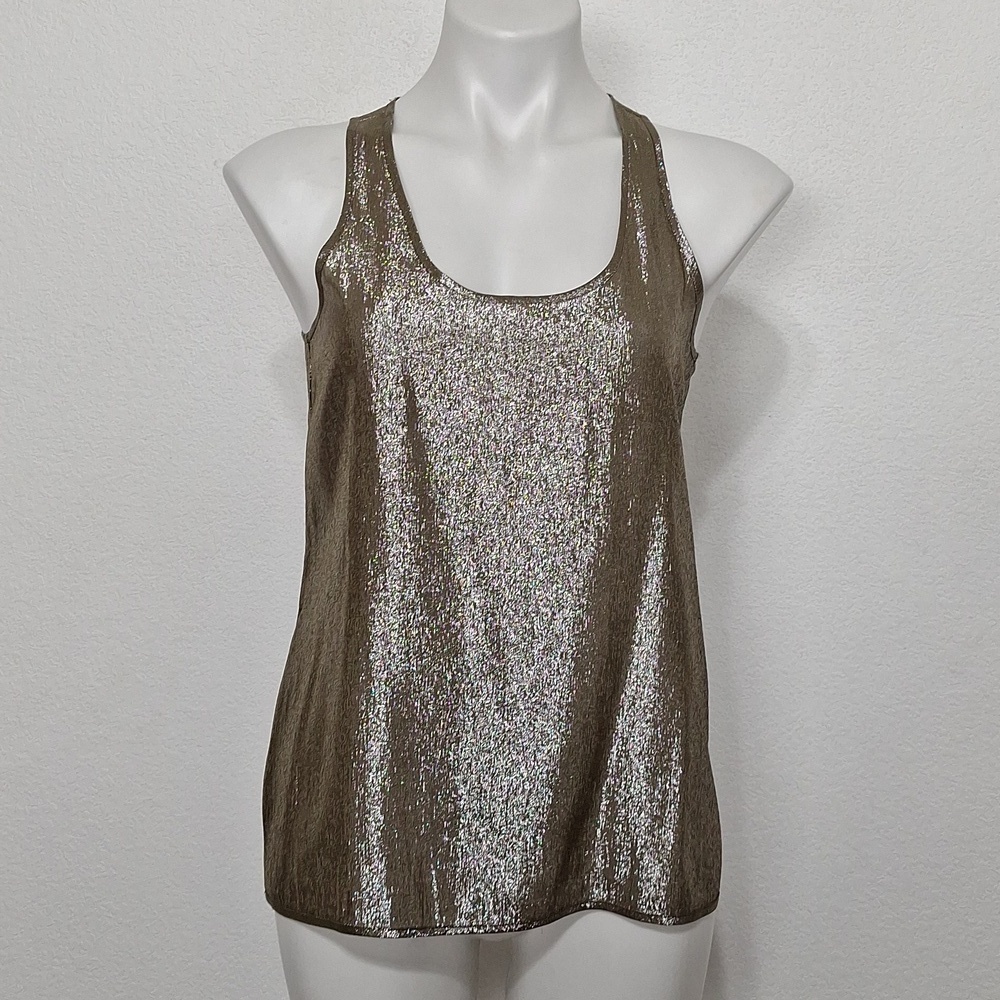 Ann Taylor Champagne Metallic Lightweight Silk Blend Sparkly Glam Camisole Sz.8P